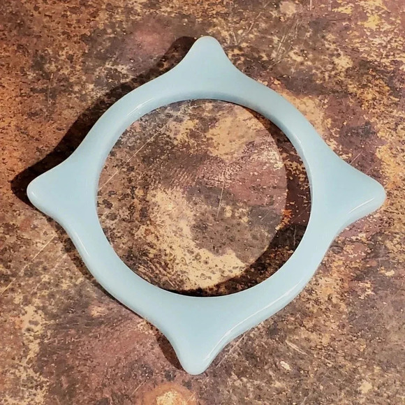 Light Blue Irregular Square New Vintage Y2K 90s Retro Structural Bangle Bracelet - Picture 7 of 7